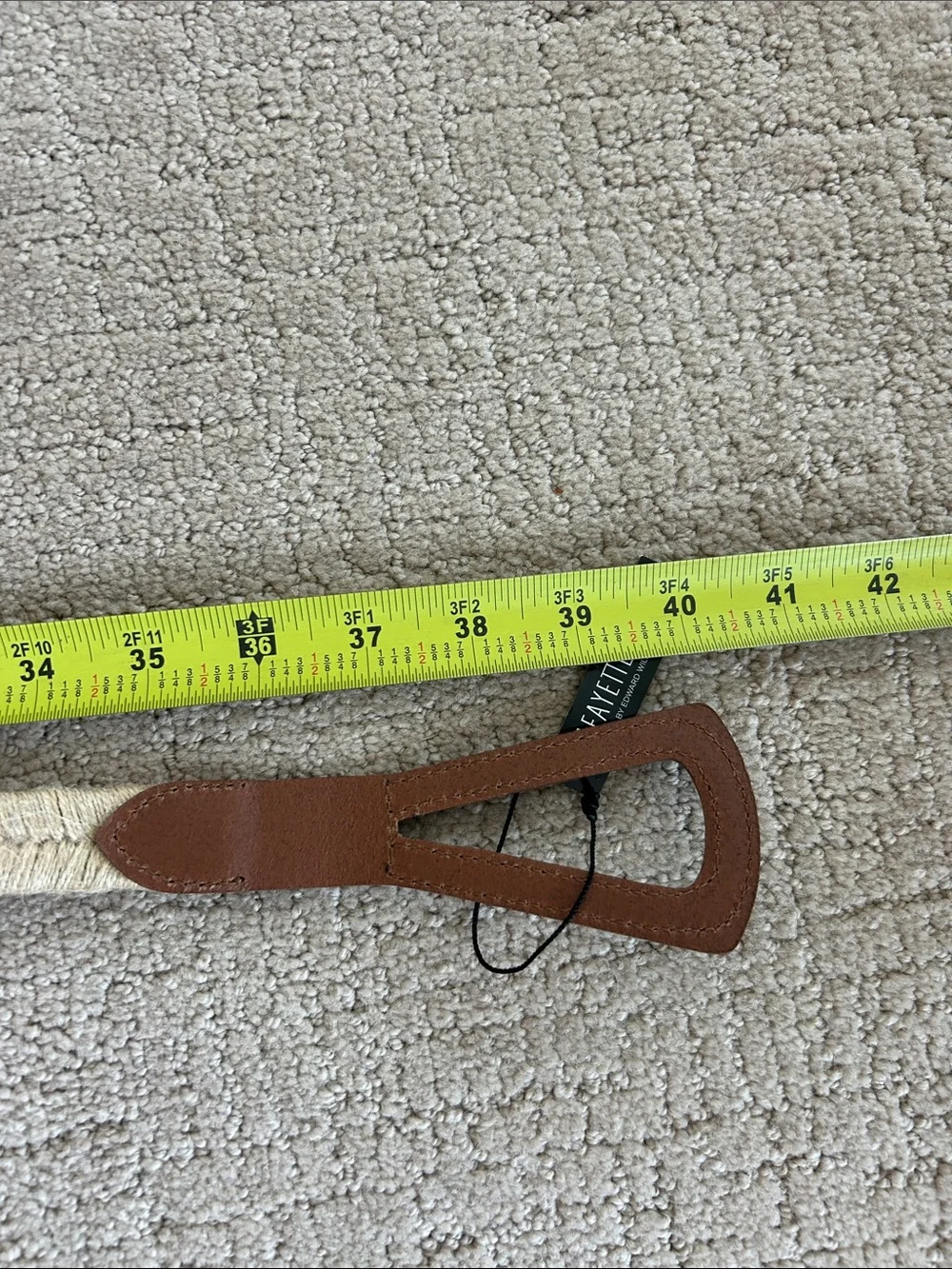 Lafayette 148 New York Natural Straw Belt with Brown Leather Trim